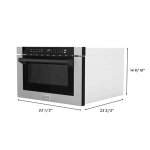 ZLINE Autograph Edition 24" 1.2 cu. ft. Built-in Microwave Drawer, Traditional Handle in Stainless Steel, Matte Black Accents