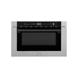ZLINE Autograph Edition 24" 1.2 cu. ft. Built-in Microwave Drawer, Traditional Handle in Stainless Steel, Matte Black Accents