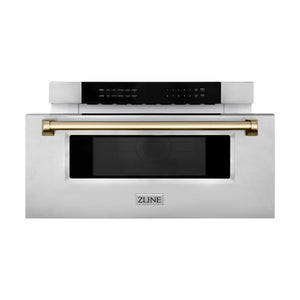 ZLINE - Autograph Edition 30" 1.2 cu. ft. Built-In Microwave Drawer in Stainless Steel with Champagne Bronze Accents