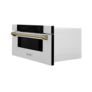 ZLINE - Autograph Edition 30" 1.2 cu. ft. Built-In Microwave Drawer in Stainless Steel with Champagne Bronze Accents