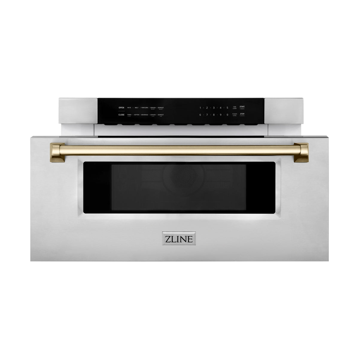 ZLINE - Autograph Edition 30&quot; 1.2 cu. ft. Built-In Microwave Drawer in Stainless Steel with Gold Accents
