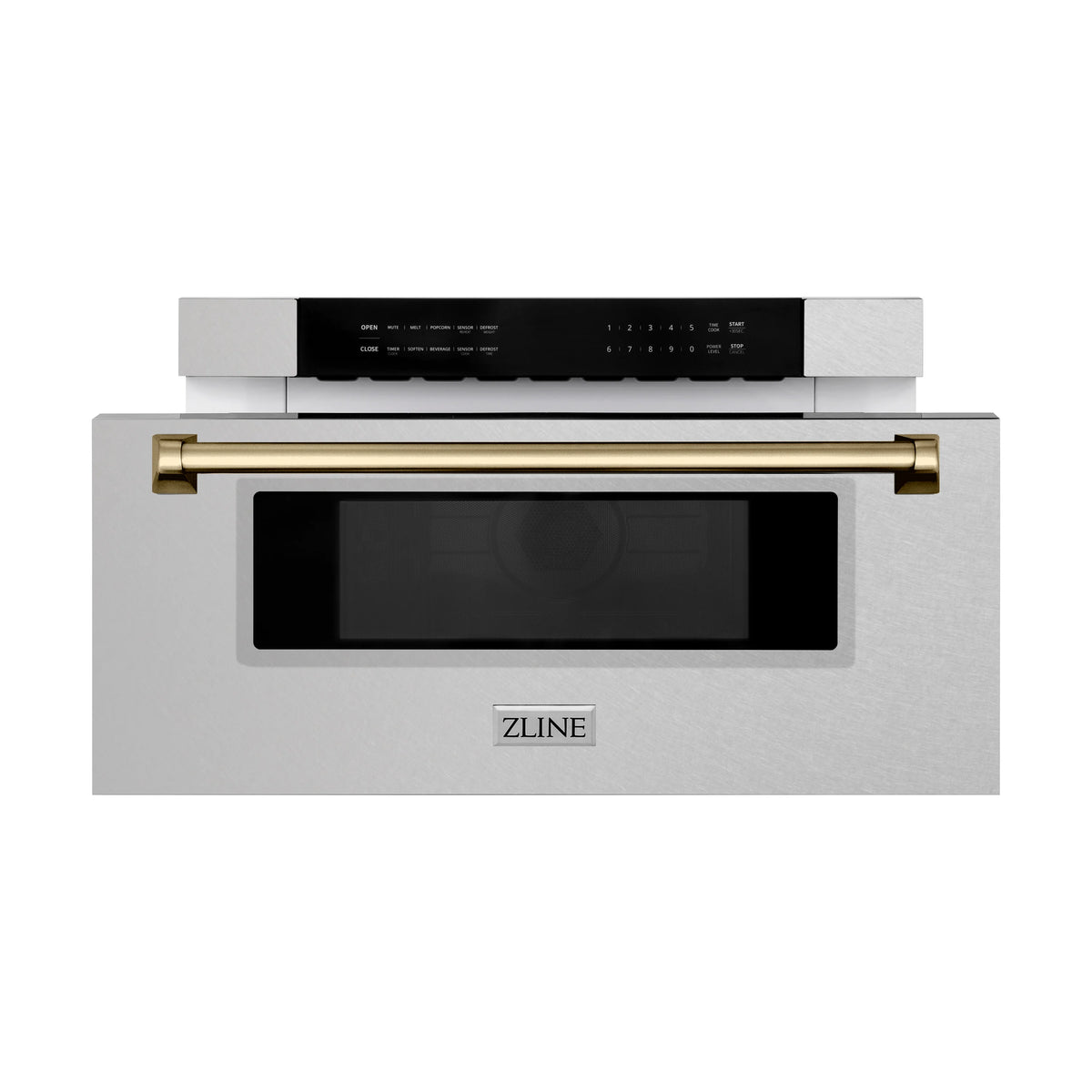 ZLINE - Autograph Edition 30&quot; 1.2 cu. ft. Built-In Microwave Drawer in Fingerprint Resistant Stainless Steel with Champagne Bronze Accents