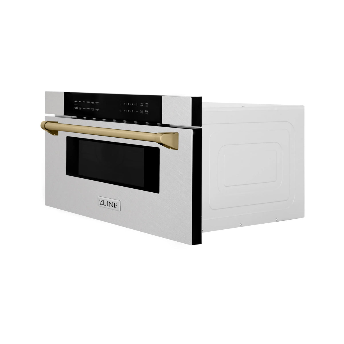 ZLINE - Autograph Edition 30&quot; 1.2 cu. ft. Built-In Microwave Drawer in Fingerprint Resistant Stainless Steel with Champagne Bronze Accents