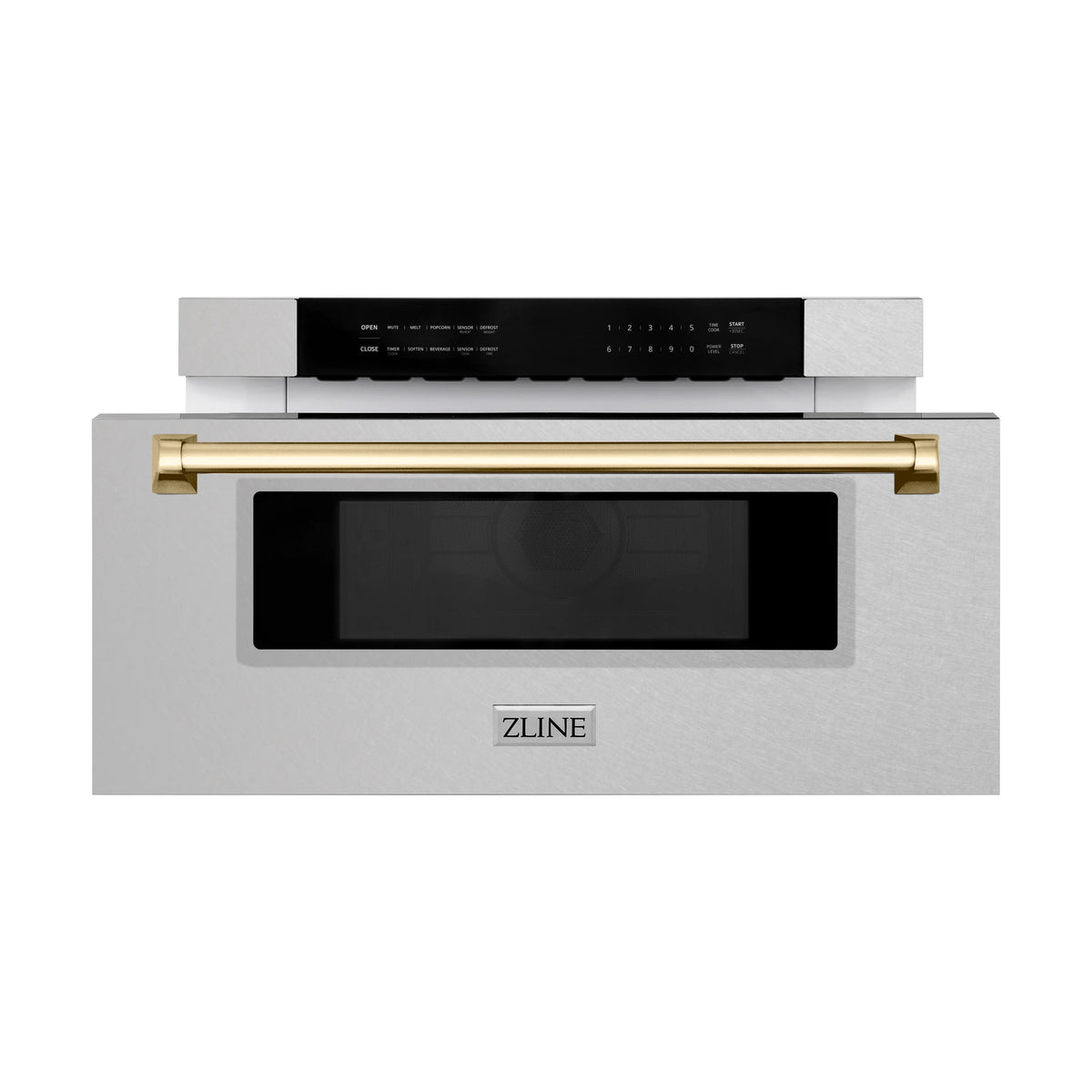 ZLINE - Autograph Edition 30&quot; 1.2 cu. ft. Built-In Microwave Drawer in Fingerprint Resistant Stainless Steel with Gold Accents