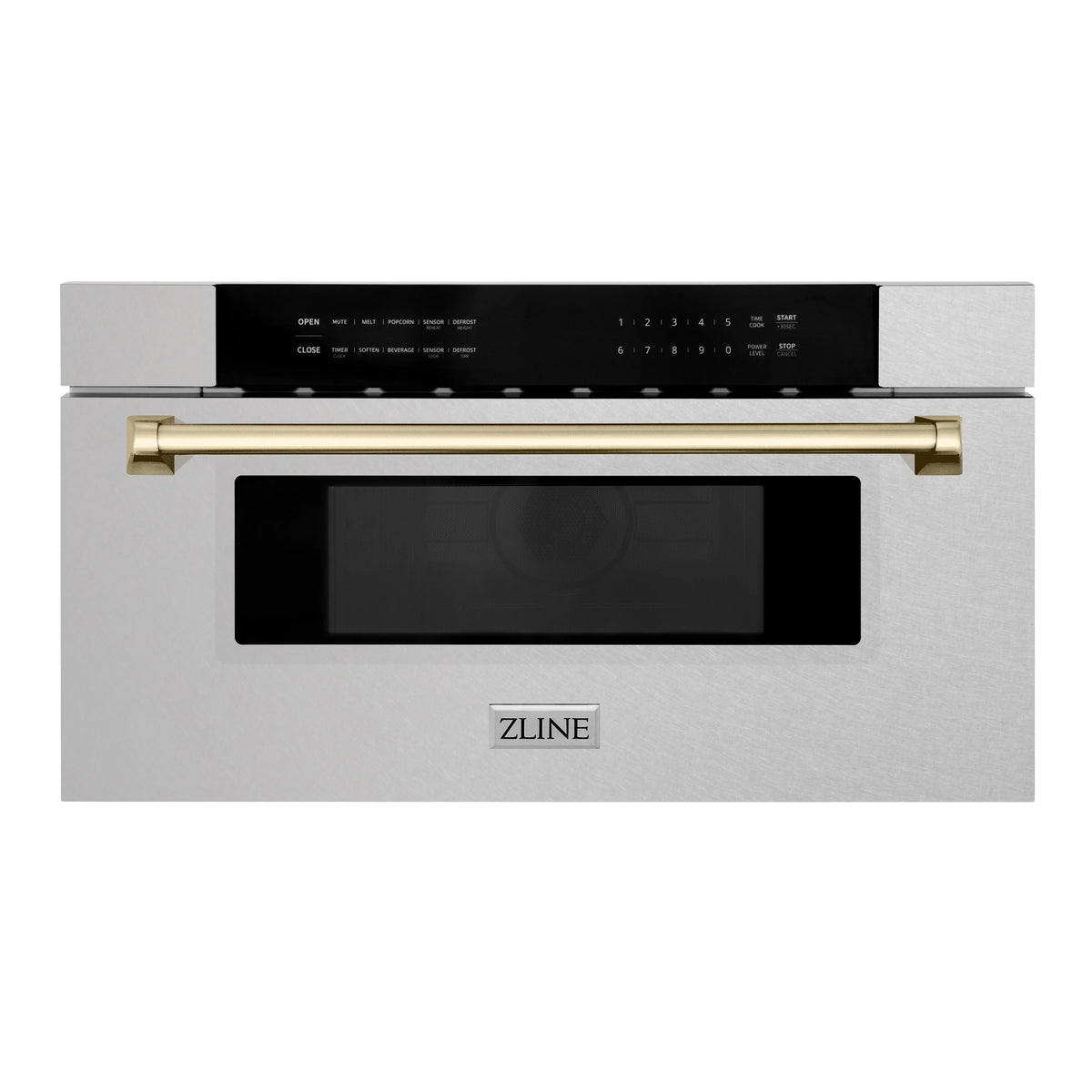 ZLINE - Autograph Edition 30&quot; 1.2 cu. ft. Built-In Microwave Drawer in Fingerprint Resistant Stainless Steel with Gold Accents