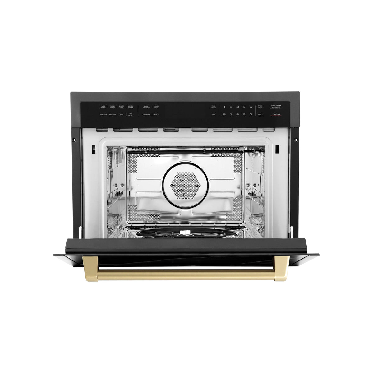 ZLINE - Autograph Edition 24&quot; 1.6 cu ft. Built-in Convection Microwave Oven in Black Stainless Steel and Champagne Bronze Accents