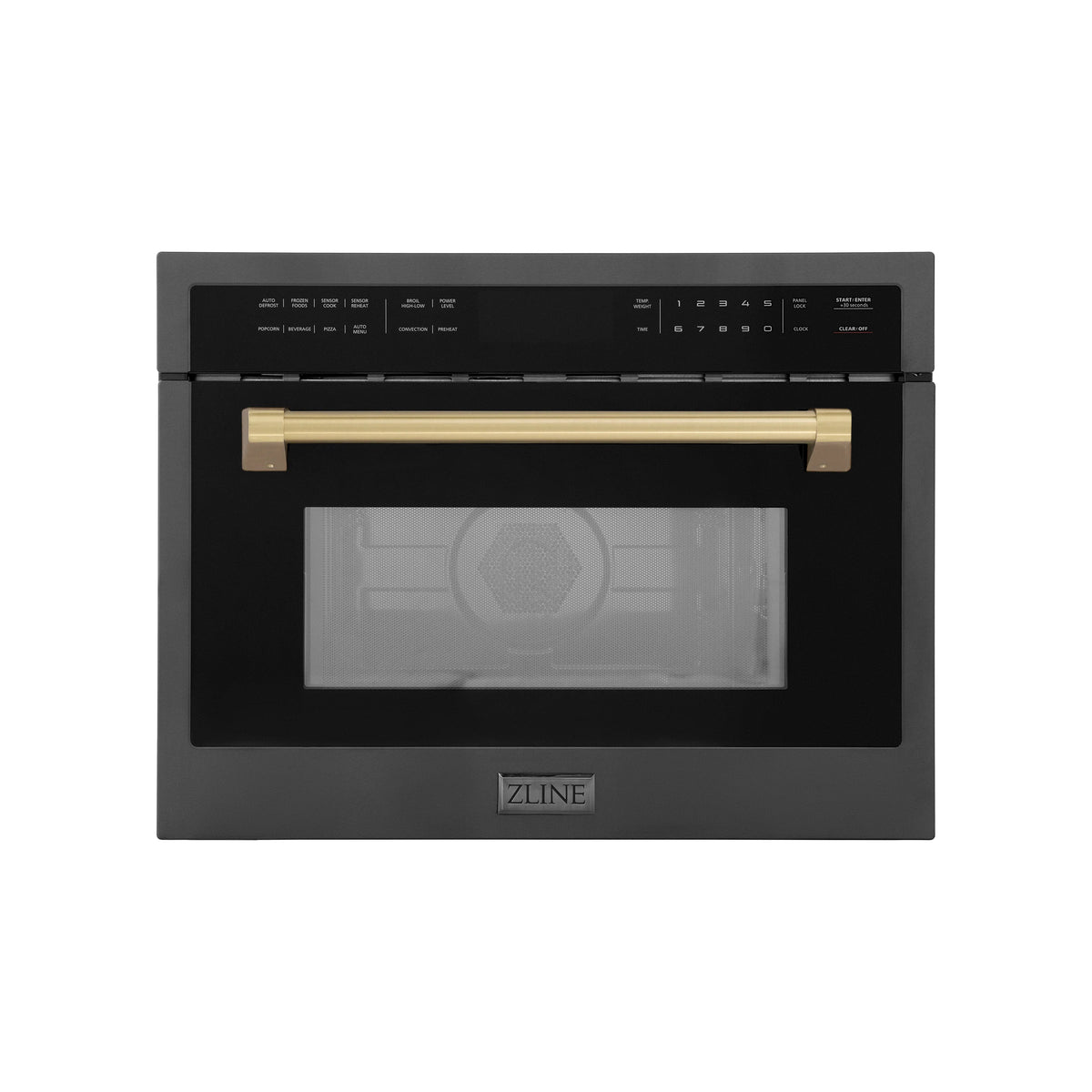 ZLINE - Autograph Edition 24&quot; 1.6 cu ft. Built-in Convection Microwave Oven in Black Stainless Steel and Champagne Bronze Accents