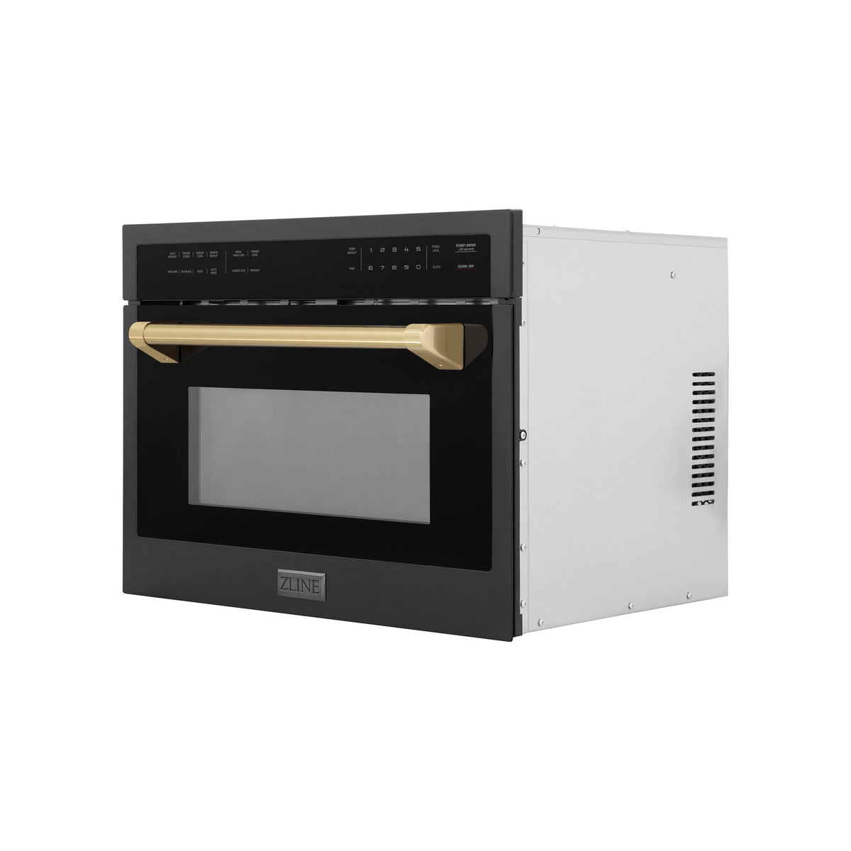 ZLINE - Autograph Edition 24&quot; 1.6 cu ft. Built-in Convection Microwave Oven in Black Stainless Steel and Champagne Bronze Accents