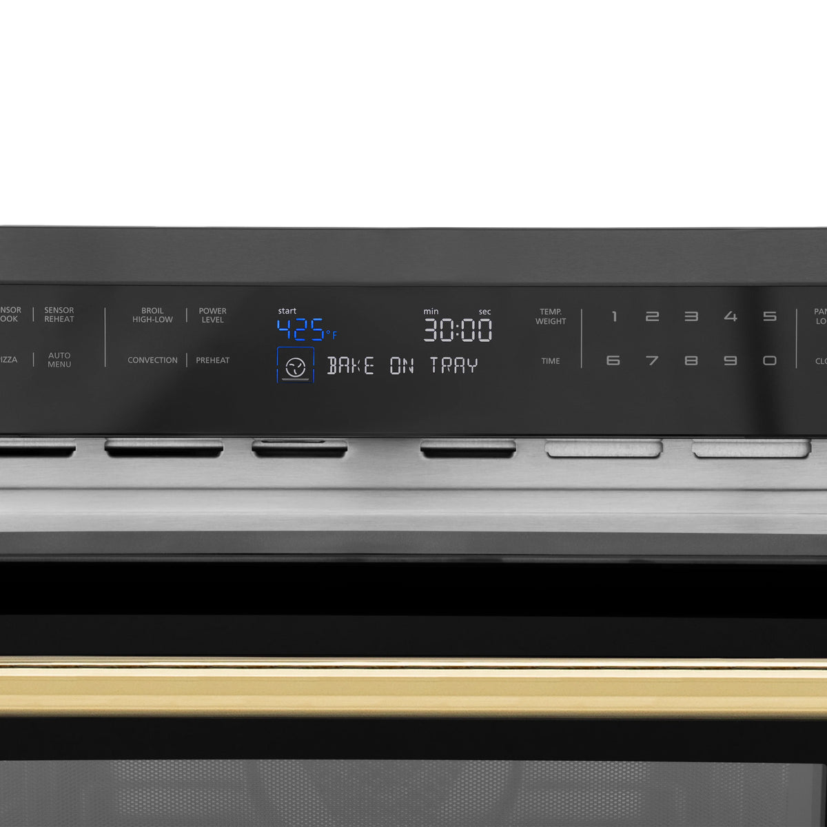 ZLINE - Autograph Edition 24&quot; 1.6 cu ft. Built-in Convection Microwave Oven in Black Stainless Steel and Gold Accents