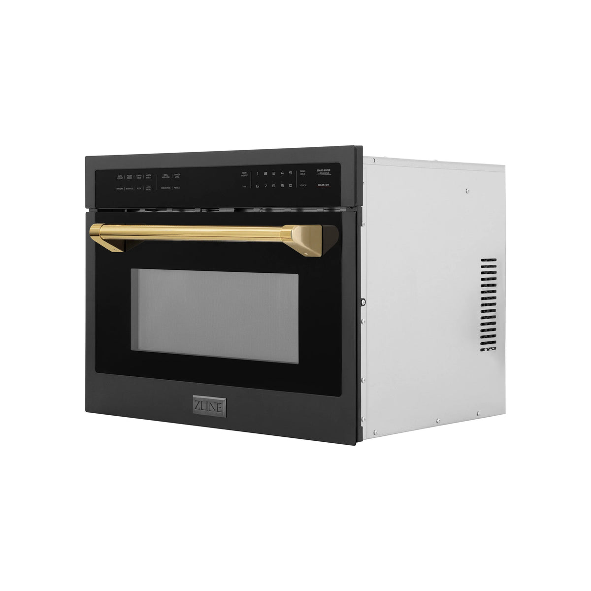 ZLINE - Autograph Edition 24&quot; 1.6 cu ft. Built-in Convection Microwave Oven in Black Stainless Steel and Gold Accents