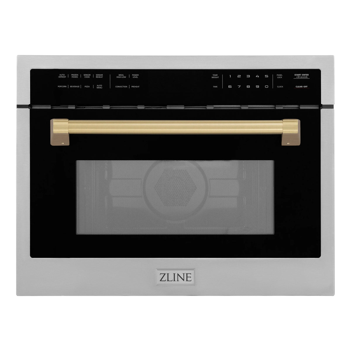 ZLINE - Autograph Edition 24&quot; 1.6 cu ft. Built-in Convection Microwave Oven in Stainless Steel and Champagne Bronze Accents