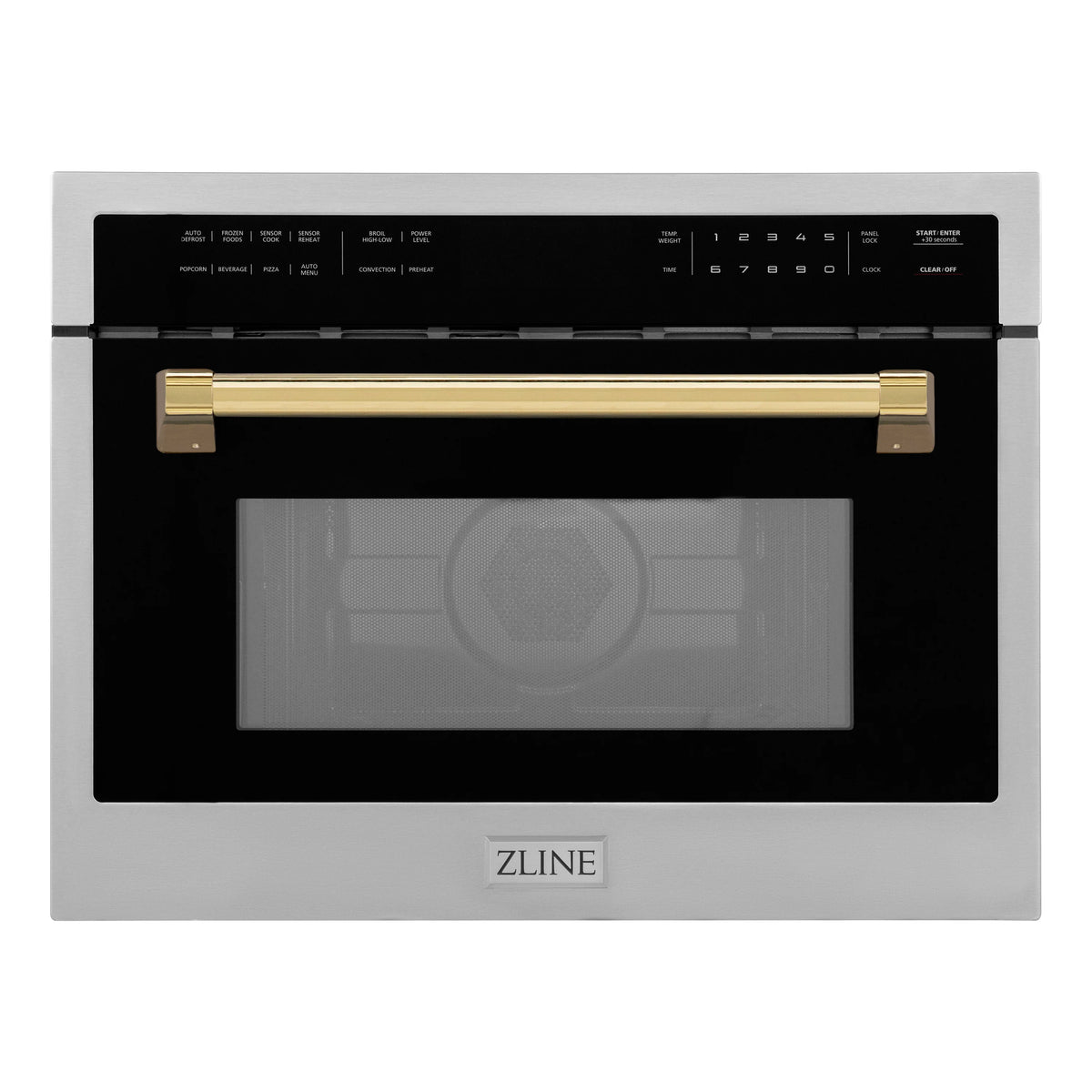 ZLINE - Autograph Edition 24&quot; 1.6 cu ft. Built-in Convection Microwave Oven in Stainless Steel and Gold Accents