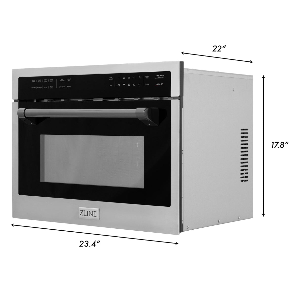 ZLINE - Autograph Edition 24&quot; 1.6 cu ft. Built-in Convection Microwave Oven in Stainless Steel and Matte Black Accents