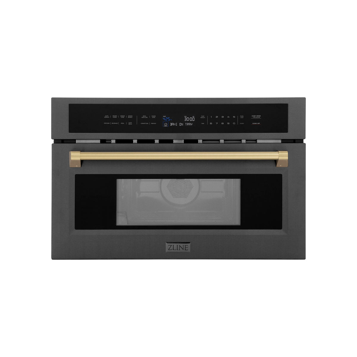 ZLINE - Autograph Edition 30” 1.6 cu ft. Built-in Convection Microwave Oven in Black Stainless Steel and Champagne Bronze Accents