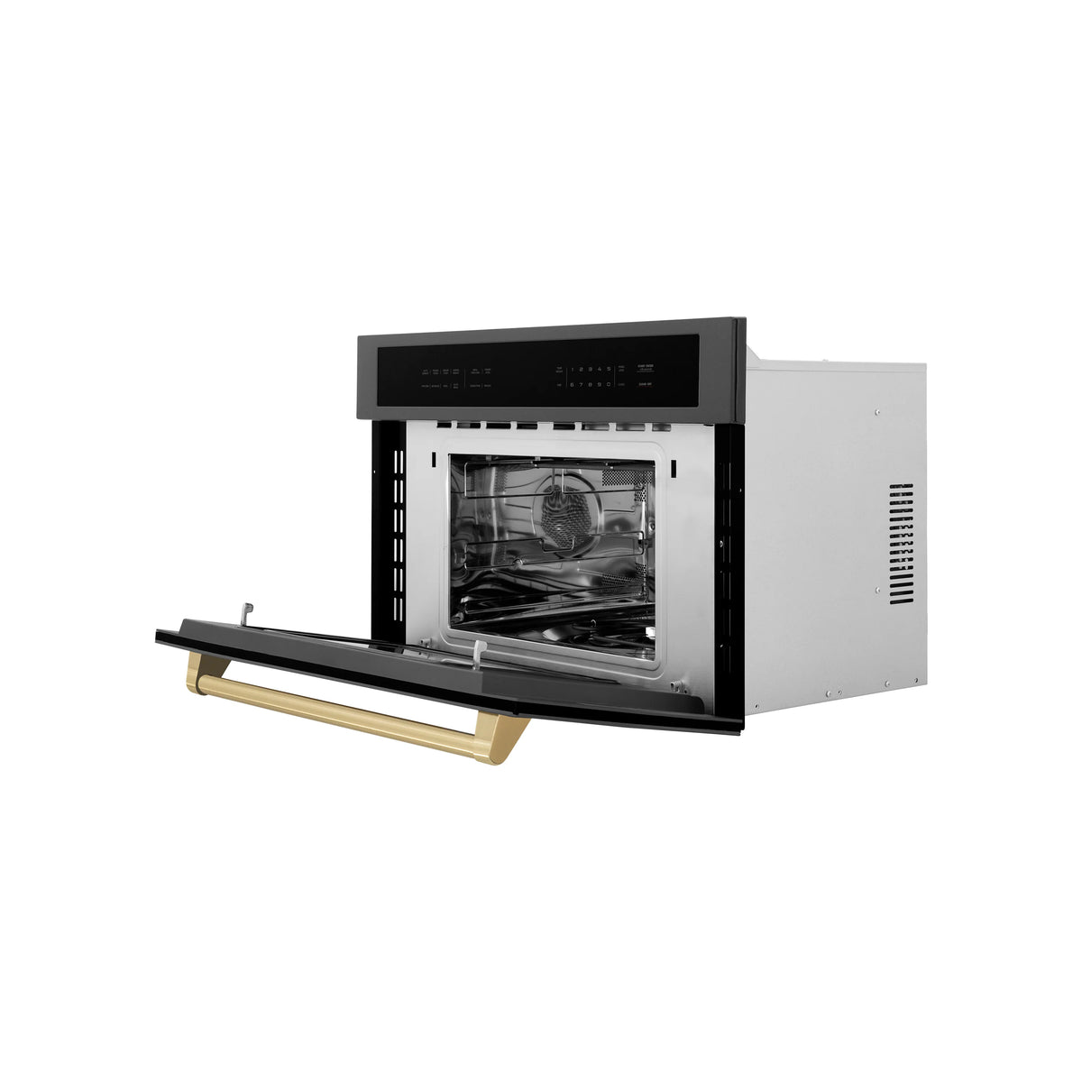 ZLINE - Autograph Edition 30” 1.6 cu ft. Built-in Convection Microwave Oven in Black Stainless Steel and Champagne Bronze Accents