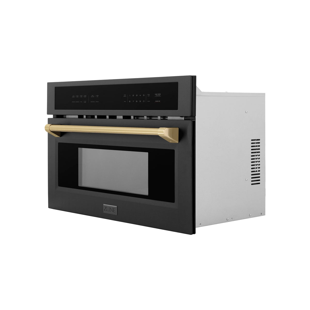 ZLINE - Autograph Edition 30” 1.6 cu ft. Built-in Convection Microwave Oven in Black Stainless Steel and Champagne Bronze Accents