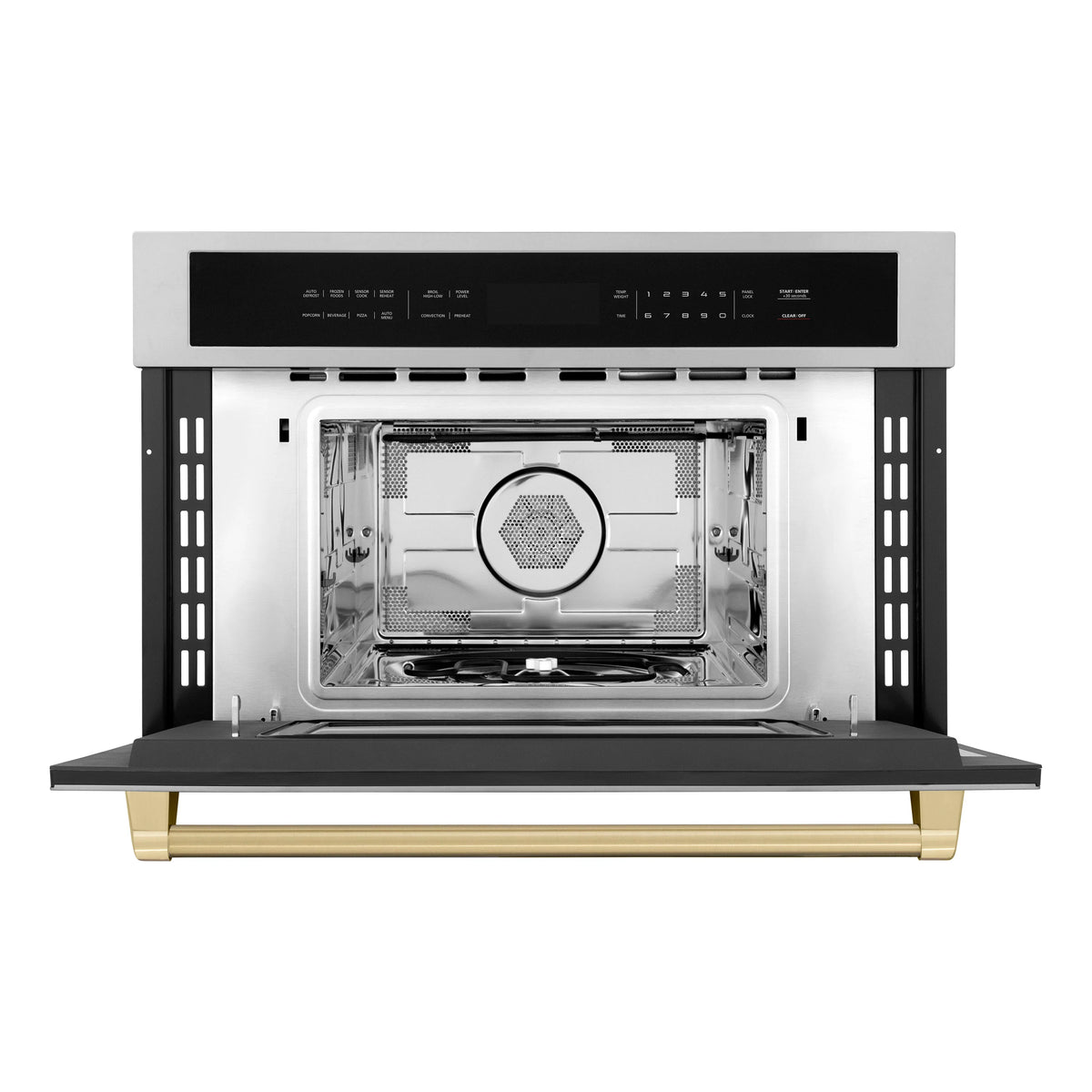 ZLINE - Autograph Edition 30” 1.6 cu ft. Built-in Convection Microwave Oven in Stainless Steel and Champagne Bronze Accents