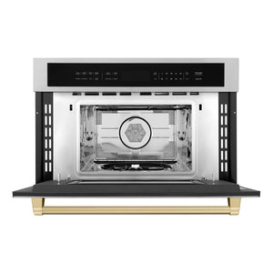 ZLINE Autograph Edition 30” 1.6 cu ft. Built-in Convection Microwave Oven in Stainless Steel and Champagne Bronze Accents