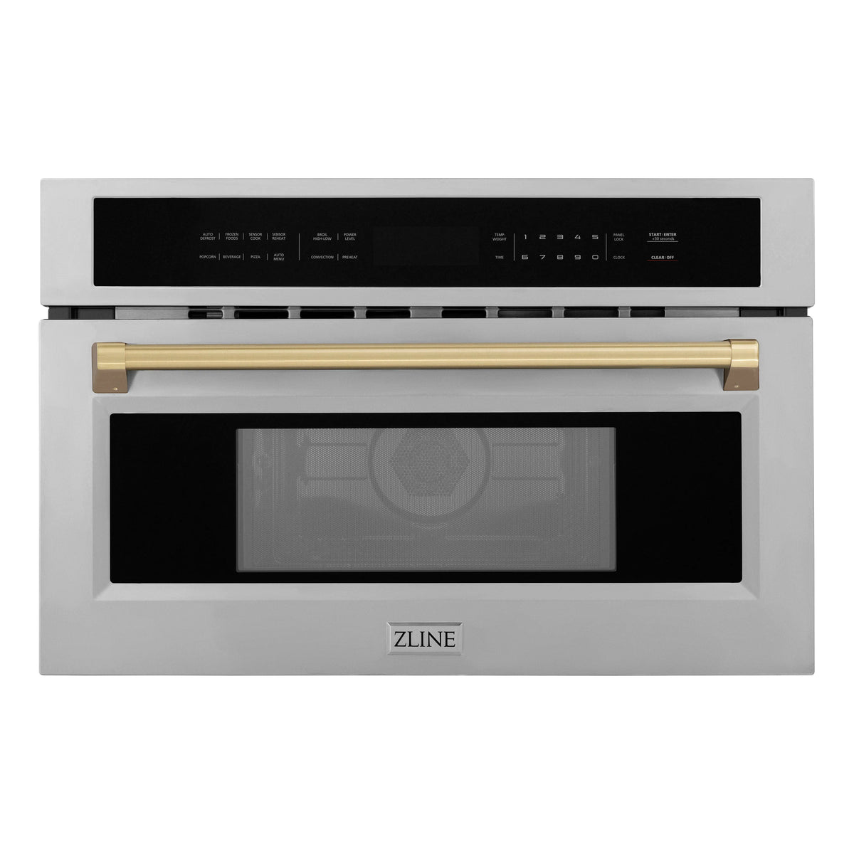 ZLINE - Autograph Edition 30” 1.6 cu ft. Built-in Convection Microwave Oven in Stainless Steel and Champagne Bronze Accents