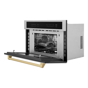 ZLINE Autograph Edition 30” 1.6 cu ft. Built-in Convection Microwave Oven in Stainless Steel and Champagne Bronze Accents