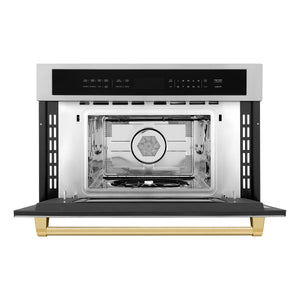 ZLINE Autograph Edition 30” 1.6 cu ft. Built-in Convection Microwave Oven in Stainless Steel and Gold Accents