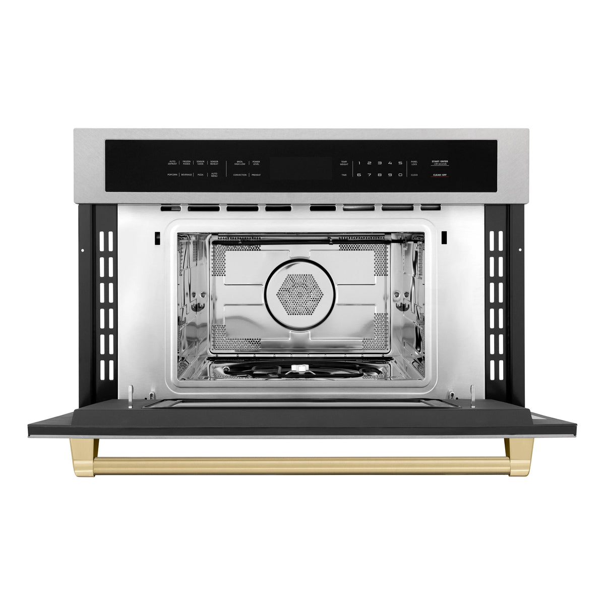 ZLINE - Autograph Edition 30” 1.6 cu ft. Built-in Convection Microwave Oven in Fingerprint Resistant Stainless Steel and Champagne Bronze Accents