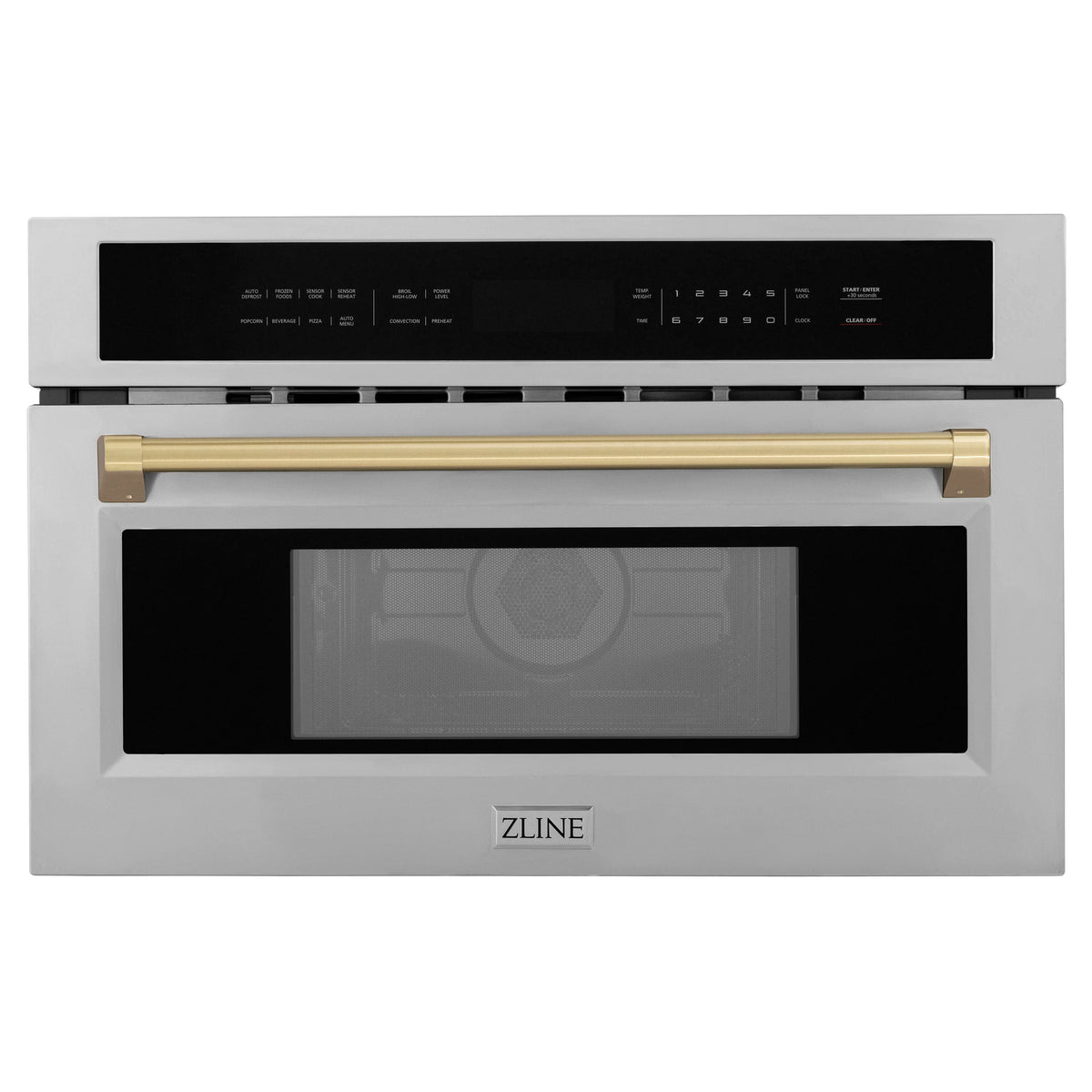 ZLINE - Autograph Edition 30” 1.6 cu ft. Built-in Convection Microwave Oven in Fingerprint Resistant Stainless Steel and Champagne Bronze Accents