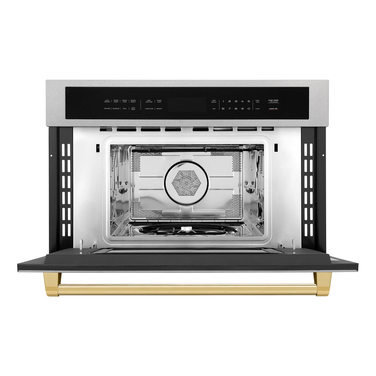 ZLINE - Autograph Edition 30” 1.6 cu ft. Built-in Convection Microwave Oven in Fingerprint Resistant Stainless Steel and Gold Accents