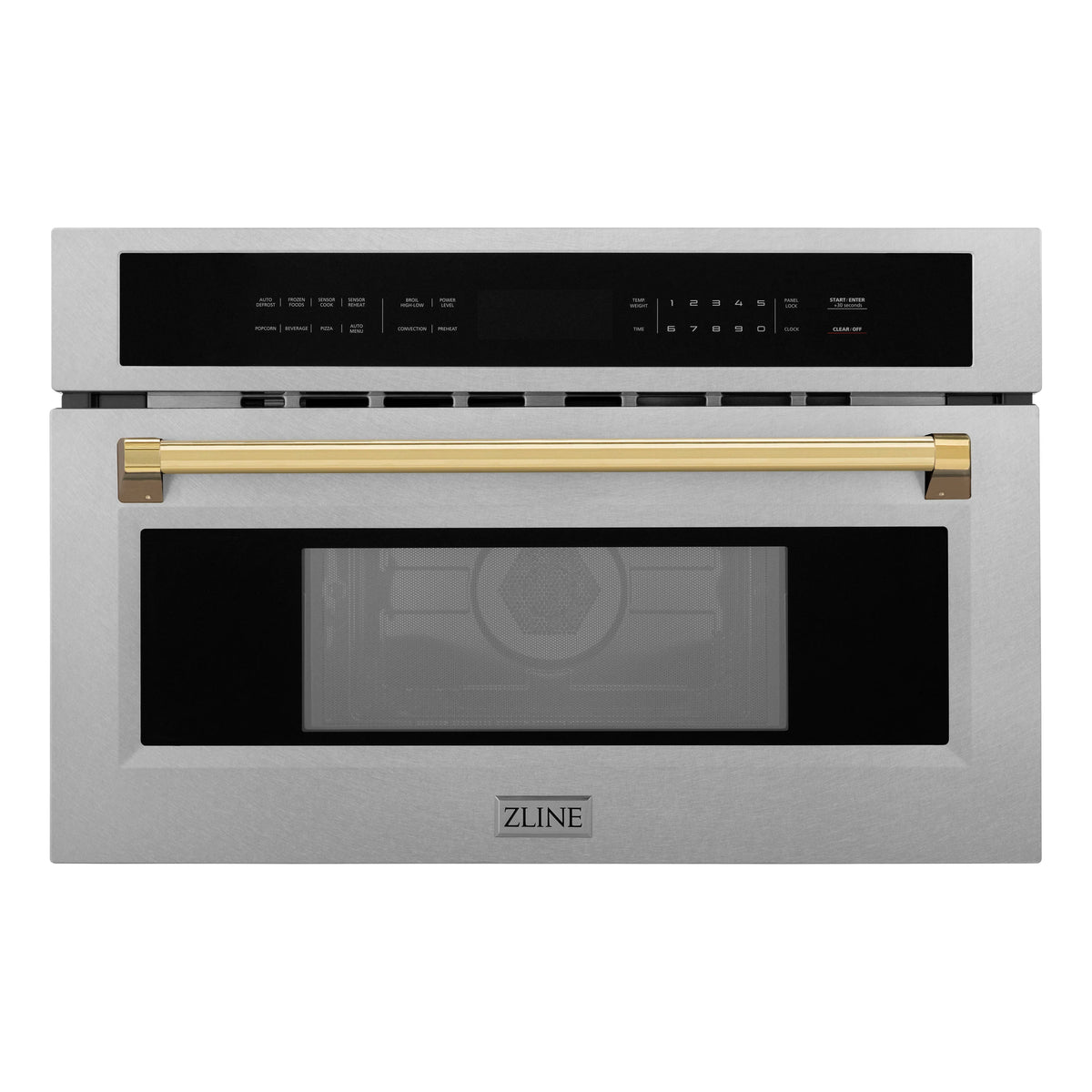ZLINE - Autograph Edition 30” 1.6 cu ft. Built-in Convection Microwave Oven in Fingerprint Resistant Stainless Steel and Gold Accents