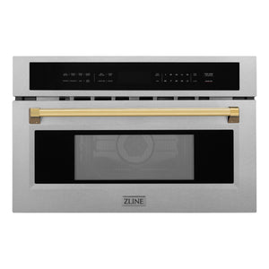 ZLINE - Autograph Edition 30” 1.6 cu ft. Built-in Convection Microwave Oven in Fingerprint Resistant Stainless Steel and Gold Accents