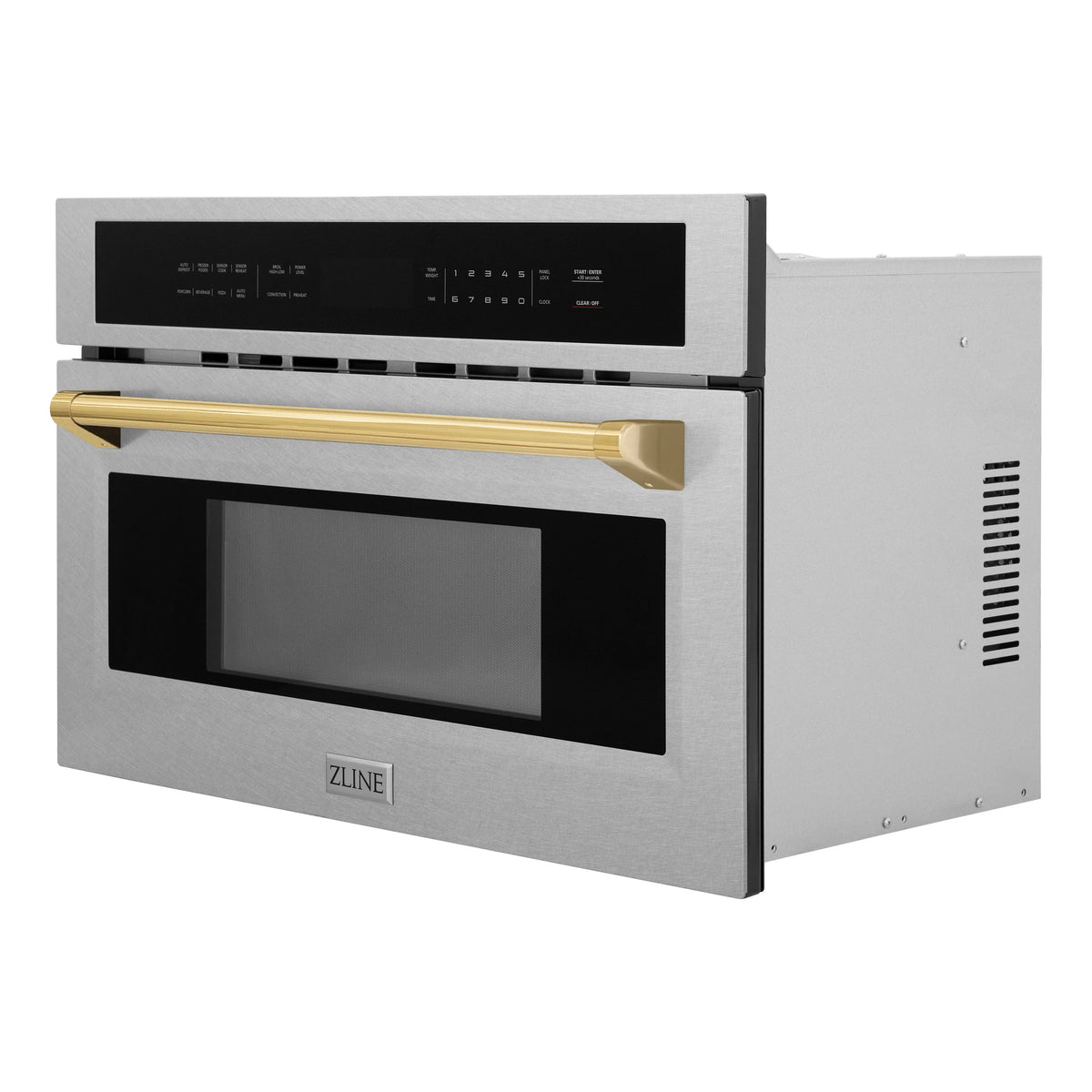 ZLINE - Autograph Edition 30” 1.6 cu ft. Built-in Convection Microwave Oven in Fingerprint Resistant Stainless Steel and Gold Accents