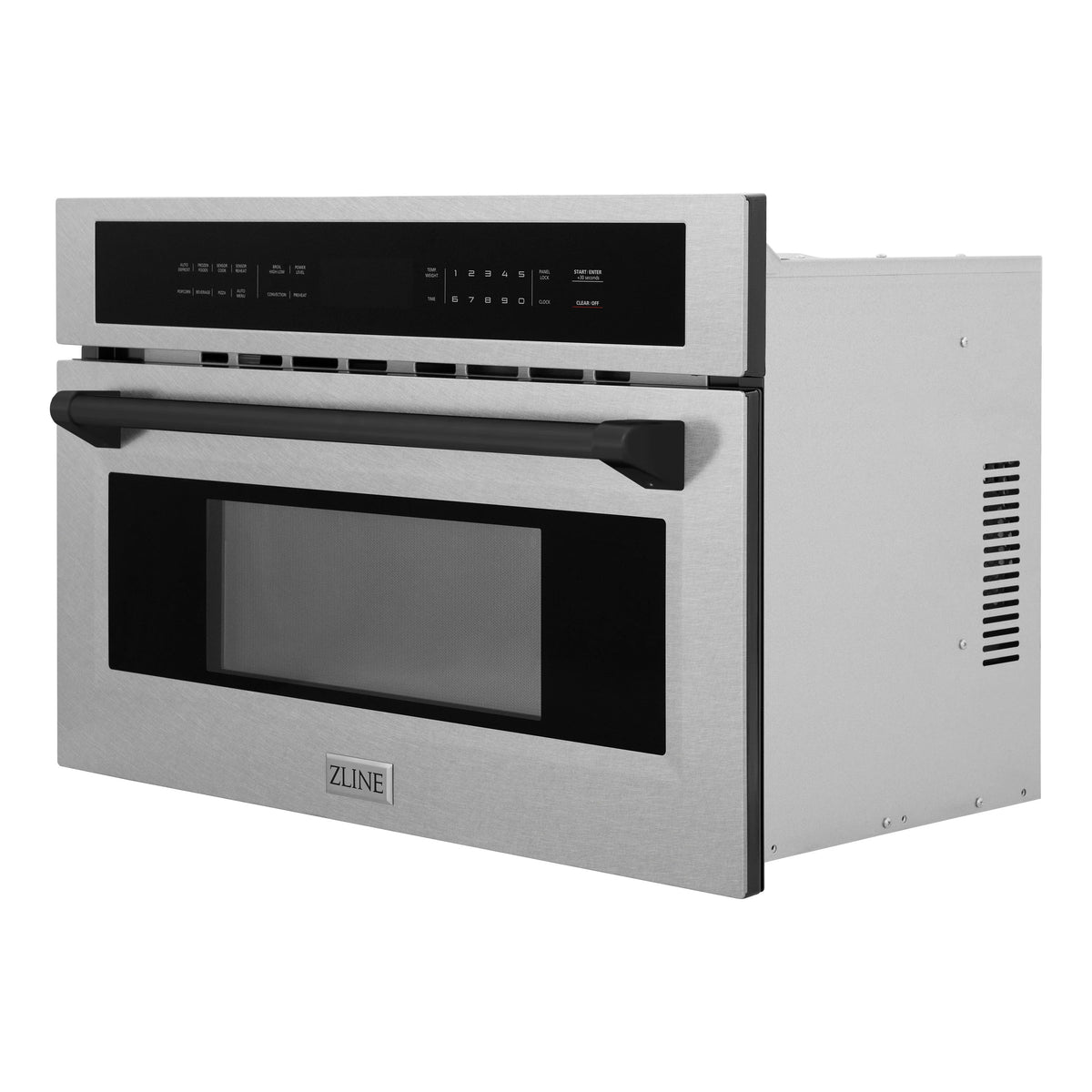 ZLINE - Autograph Edition 30” 1.6 cu ft. Built-in Convection Microwave Oven in Fingerprint Resistant Stainless Steel and Matte Black Accents