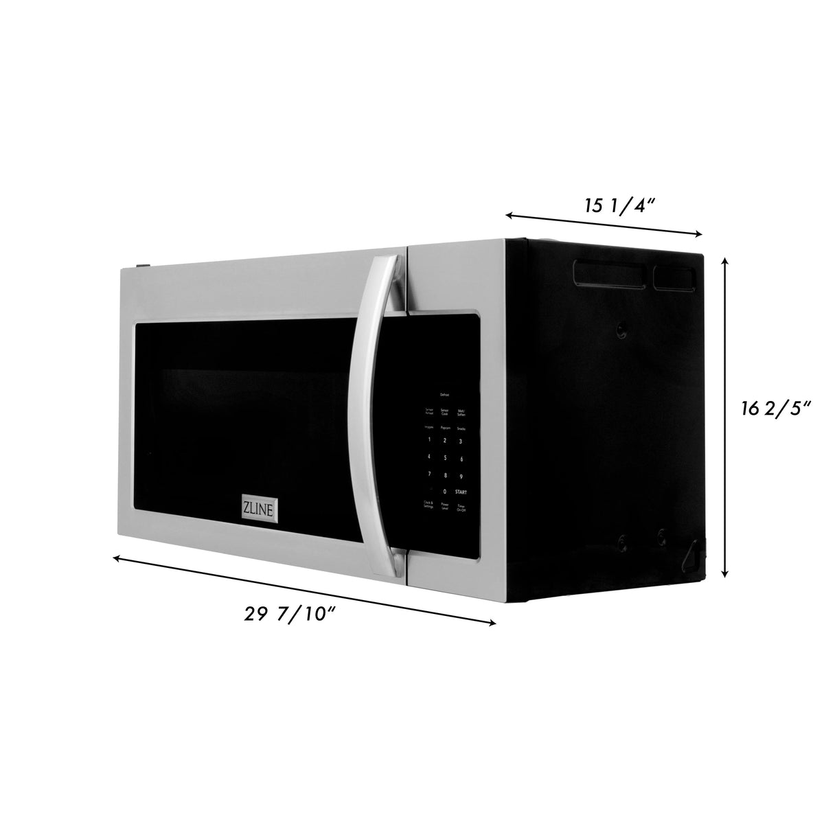 ZLINE 1.5 cu. ft. Over the Range Convection Microwave Oven in Stainless Steel with Modern Handle and Sensor Cooking