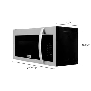 ZLINE 30" Kitchen Package with Stainless Steel Dual Fuel Range, Modern Over The Range Microwave and Dishwasher