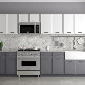 ZLINE 30" Kitchen Package with Stainless Steel Dual Fuel Range, Modern Over The Range Microwave and Dishwasher