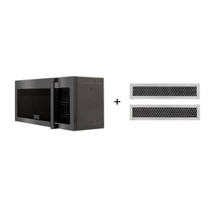 ZLINE 30" Recirculating Over the Range Convection Microwave Oven, Traditional Handle, Charcoal Filters in Black Stainless Steel
