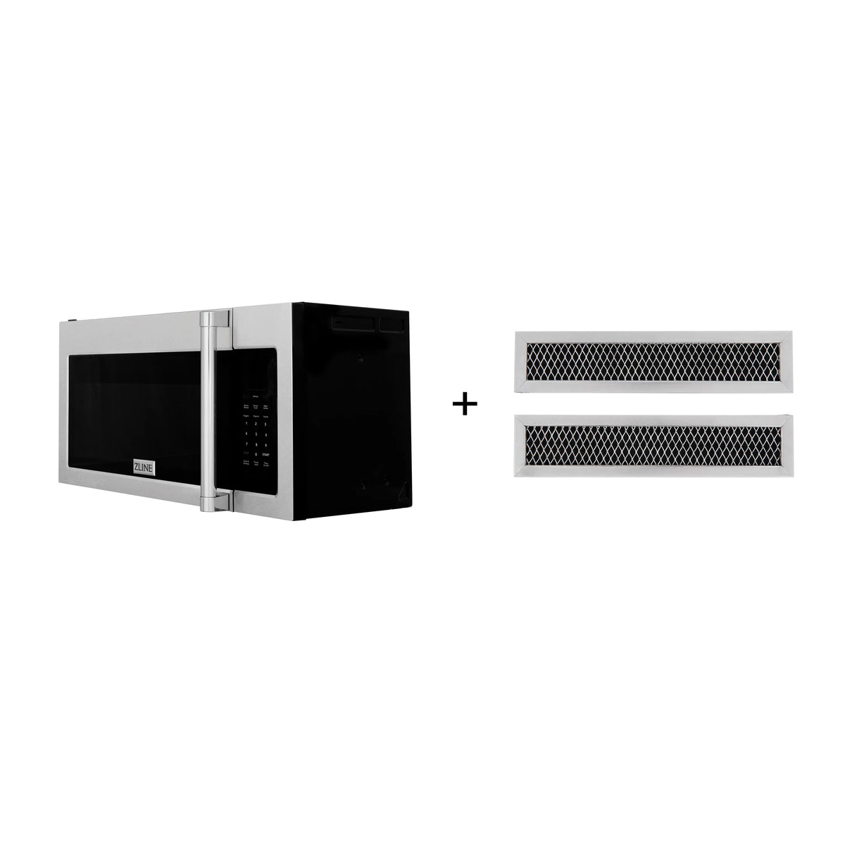ZLINE 30&quot; 1.5 cu. ft. Over the Range Microwave in Fingerprint Resistant Stainless Steel, Traditional Handle and Set of 2 Charcoal Filters