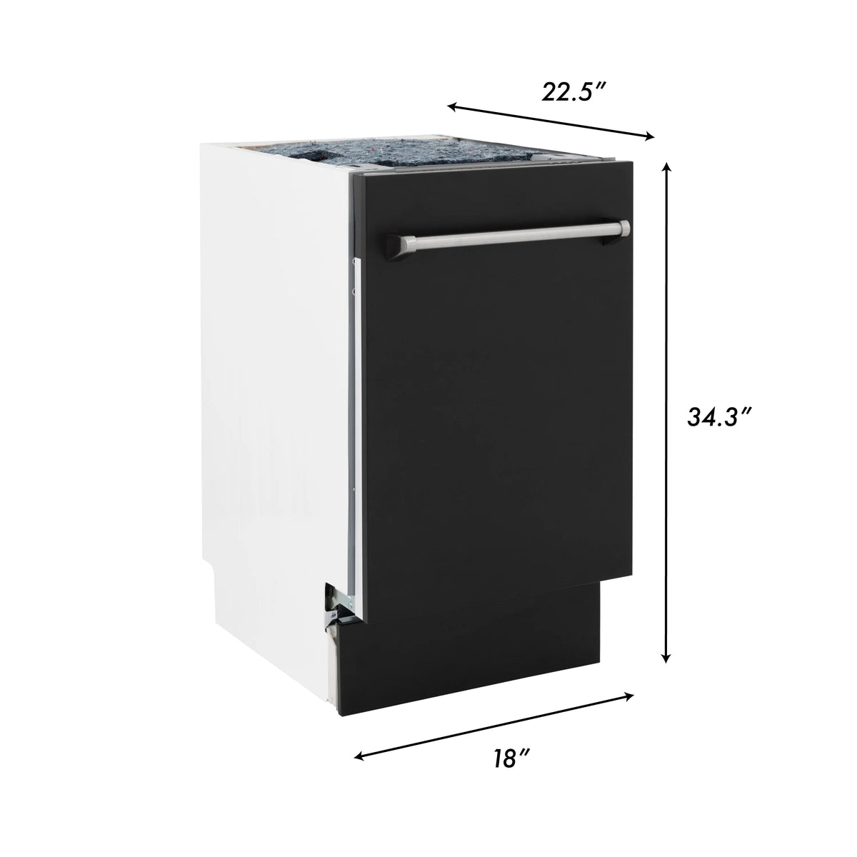 ZLINE 18&quot; Tallac Series 3rd Rack Top Control Dishwasher in Black Matte with Stainless Steel Tub, 51dBa (DWV-BLM-18)