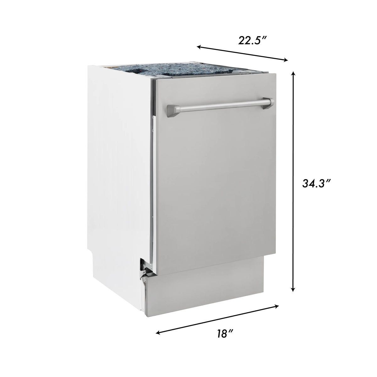 ZLINE 18&quot; Tallac Series 3rd Rack Top Control Dishwasher in Stainless Steel and Traditional Handle, 51dBa