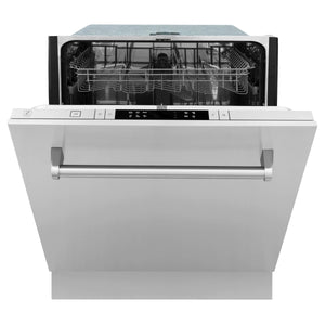 ZLINE 30" Kitchen Package with Stainless Steel Dual Fuel Range, Modern Over The Range Microwave and Dishwasher