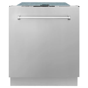 ZLINE 30" Kitchen Package with Stainless Steel Dual Fuel Range, Modern Over The Range Microwave and Dishwasher