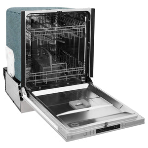 ZLINE 30" Kitchen Package with Stainless Steel Dual Fuel Range, Modern Over The Range Microwave and Dishwasher