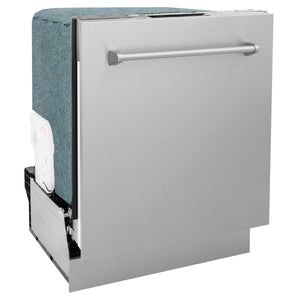 ZLINE 30" Kitchen Package with Stainless Steel Dual Fuel Range, Modern Over The Range Microwave and Dishwasher
