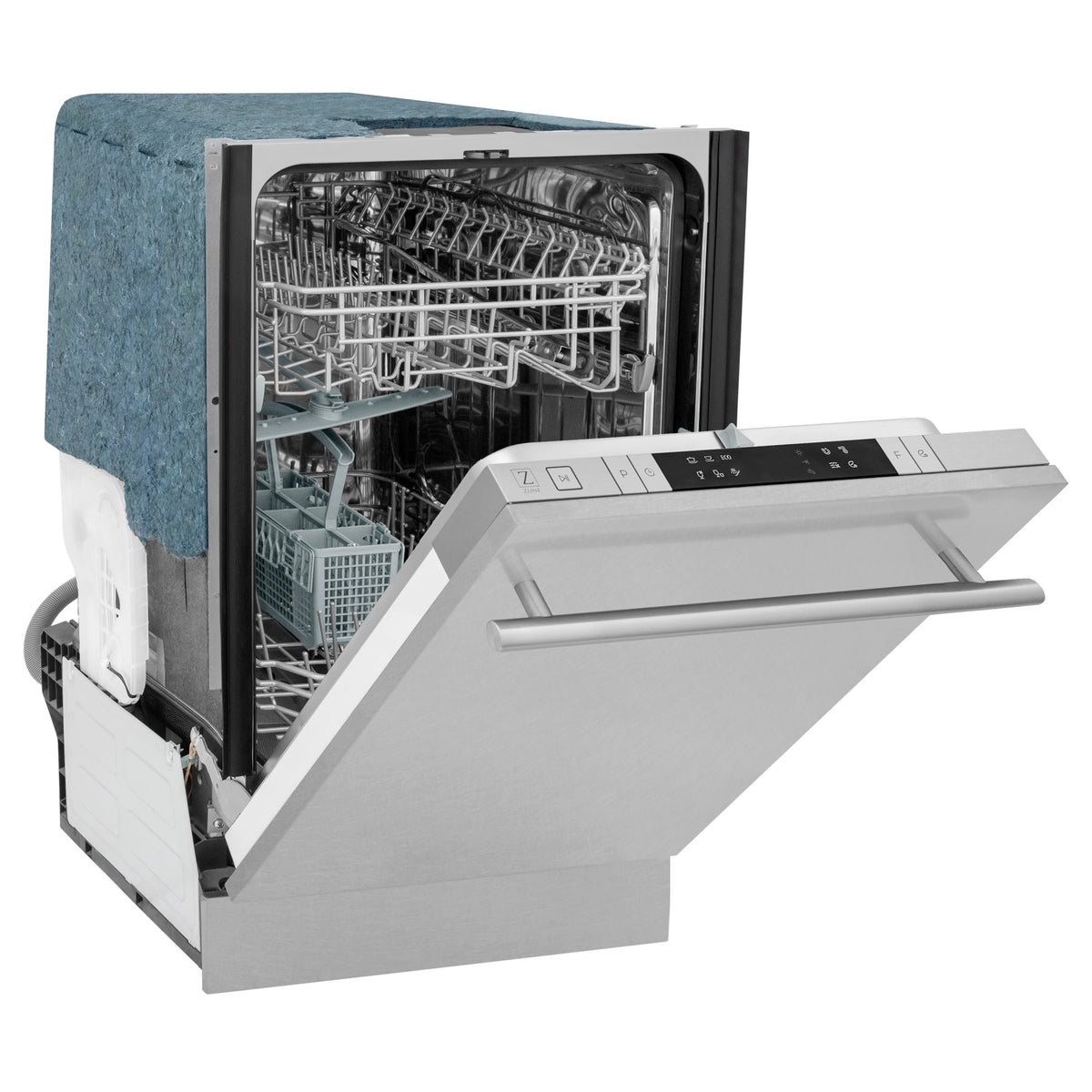 ZLINE 18 in. Compact DuraSnow® Top Control Dishwasher with Stainless Steel Tub and Modern Style Handle, 52dBa (DW-SN-18)