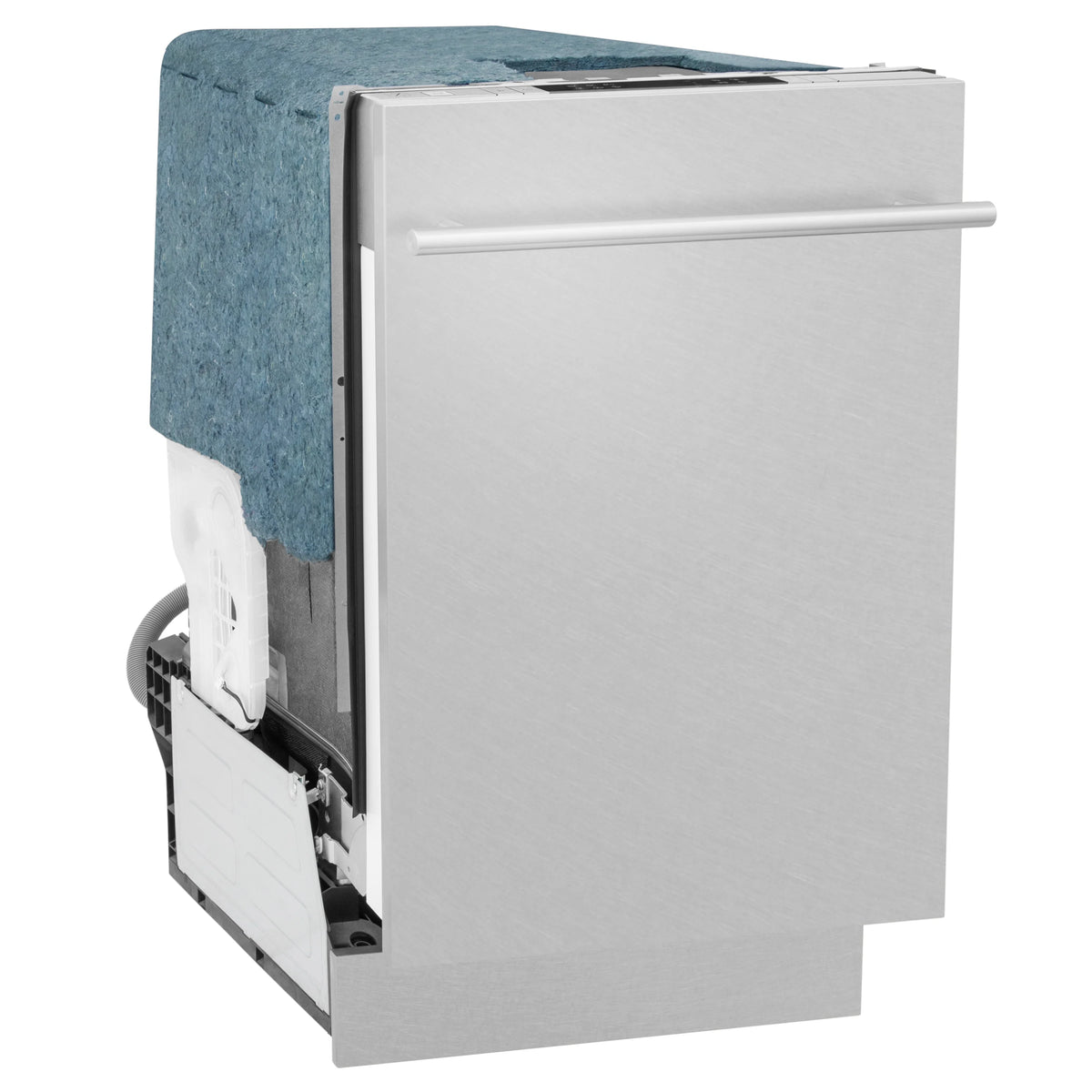 ZLINE 18 in. Compact DuraSnow® Top Control Dishwasher with Stainless Steel Tub and Modern Style Handle, 52dBa (DW-SN-18)