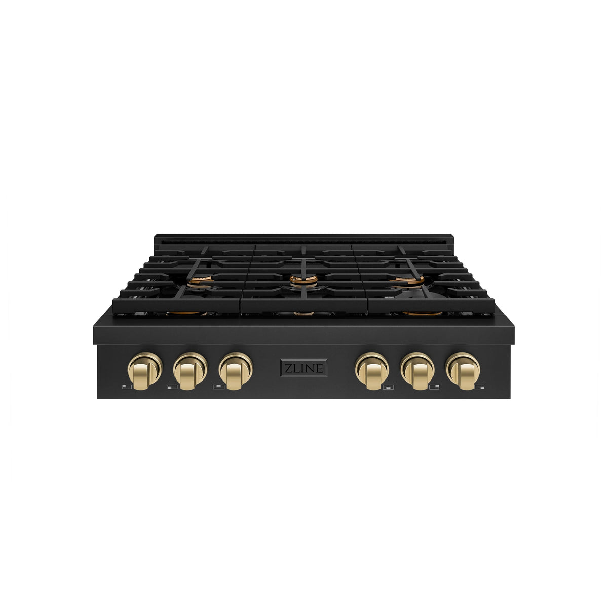 ZLINE - 36 in. Autograph Edition Paramount Gas Rangetop with 6 Burners and Porcelain Cooktop in Black Stainless Steel with Champagne Bronze Accents (SRTBZ-36-CB)