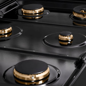 ZLINE - 36 in. Autograph Edition Paramount Gas Rangetop with 6 Burners and Porcelain Cooktop in Black Stainless Steel with Champagne Bronze Accents (SRTBZ-36-CB)