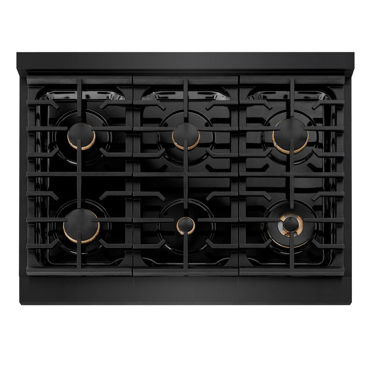 ZLINE - 30 in. Autograph Edition Paramount Gas Rangetop with 4 Burners and Porcelain Cooktop in Black Stainless Steel with Polished Gold Accents