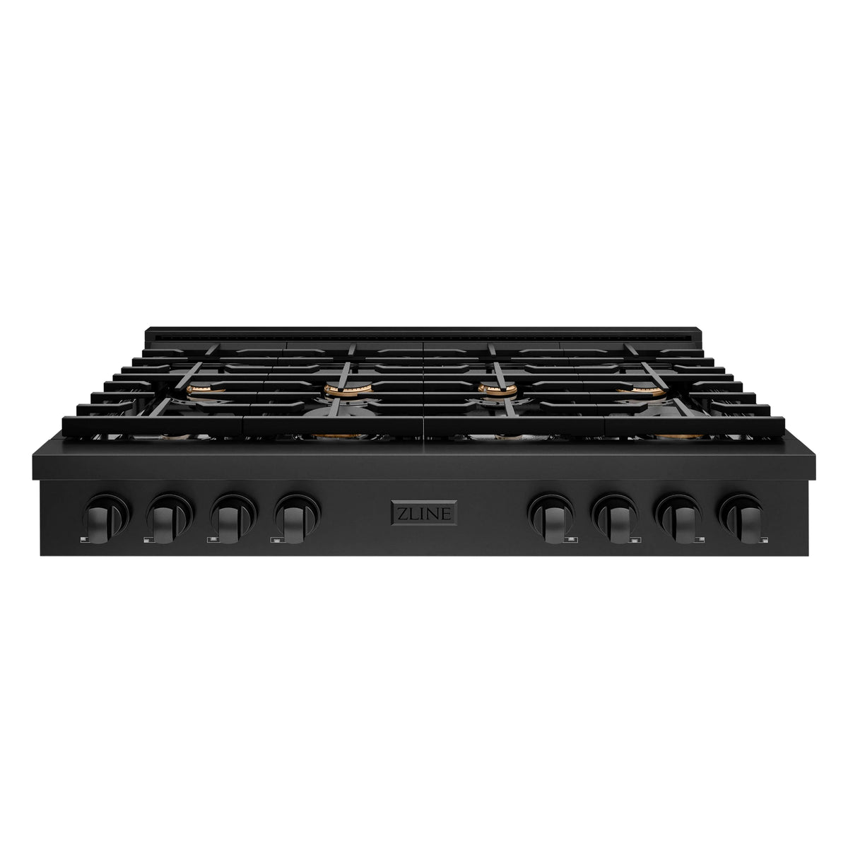 ZLINE - 48 in. Paramount Gas Rangetop with 8 Brass Burners and Porcelain Cooktop in Black Stainless Steel (SRTB-BR-48)