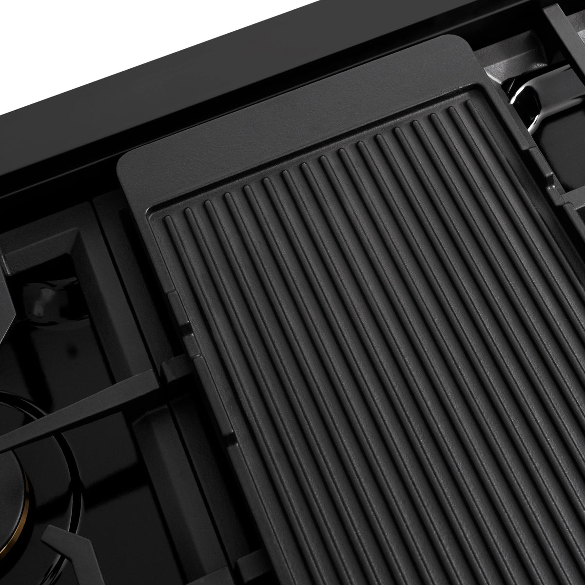 ZLINE - 48 in. Paramount Gas Rangetop with 8 Brass Burners and Porcelain Cooktop in Black Stainless Steel (SRTB-BR-48)